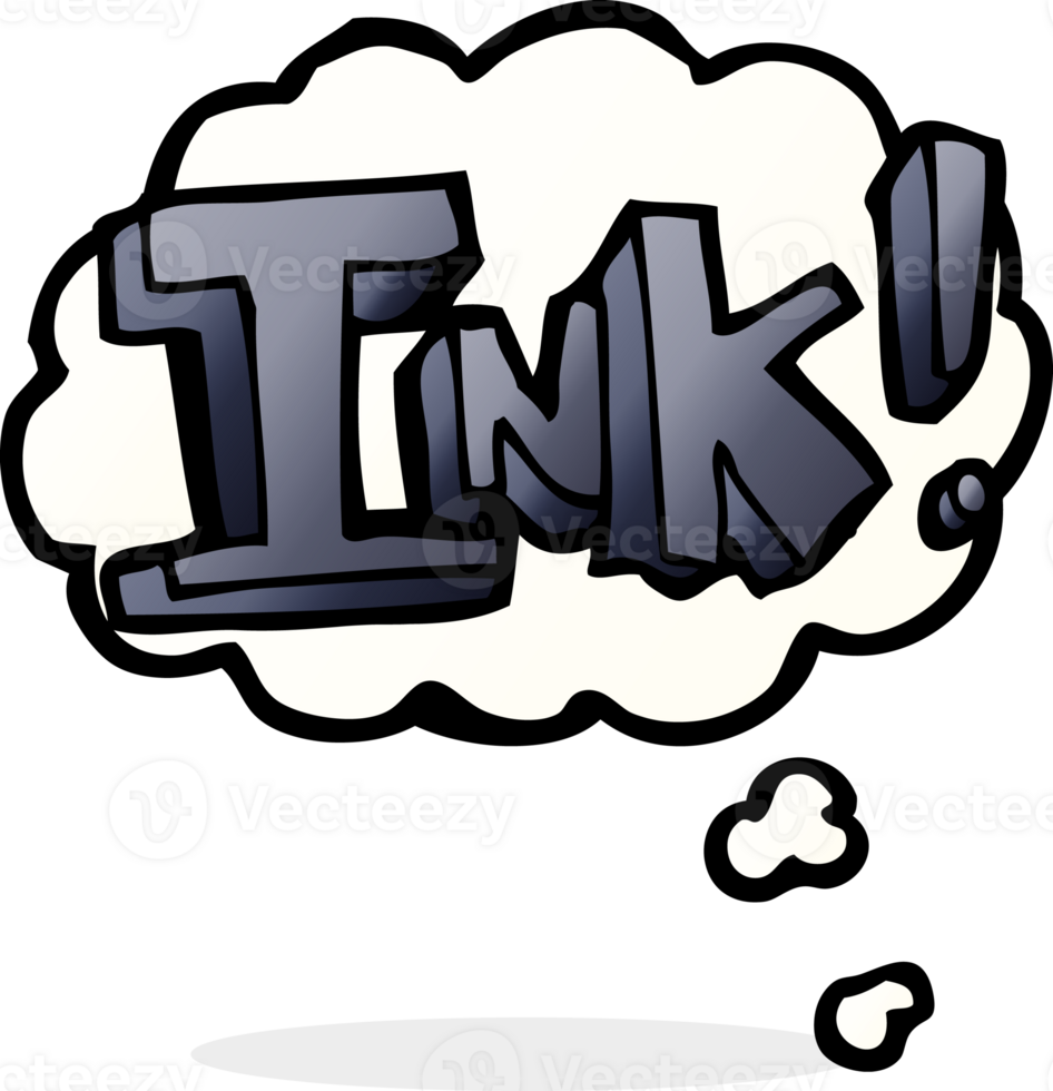 ink cartoon  with thought bubble png