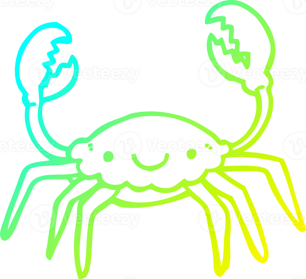cold gradient line drawing of a cartoon crab png