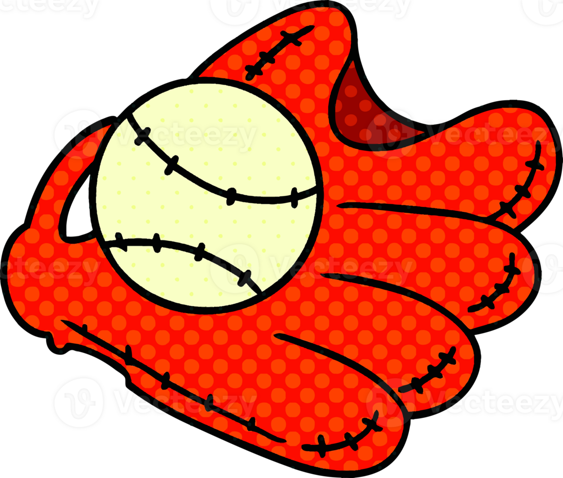 hand drawn cartoon doodle of a baseball and glove png
