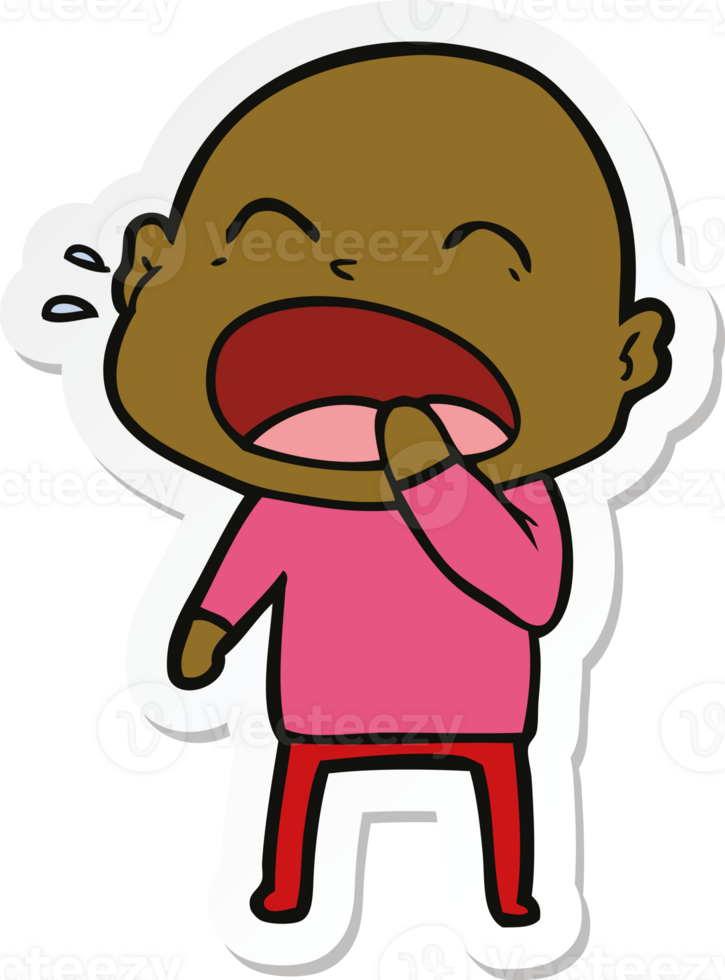sticker of a cartoon shouting bald man png