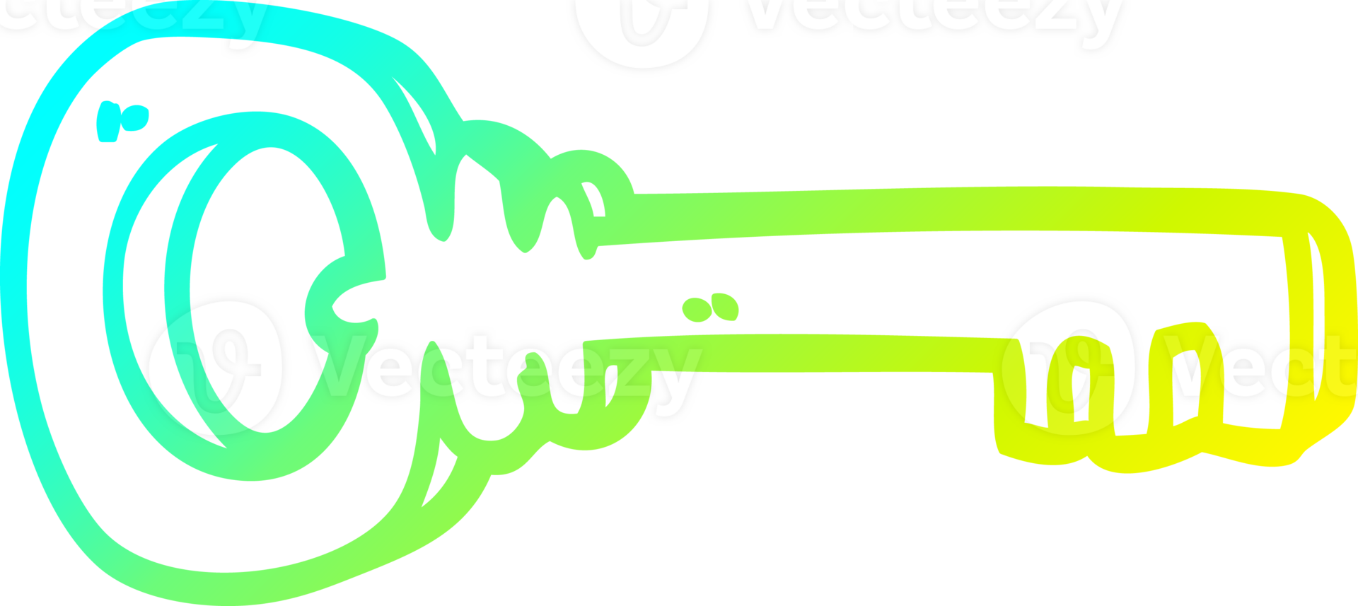 cold gradient line drawing of a cartoon metal key png