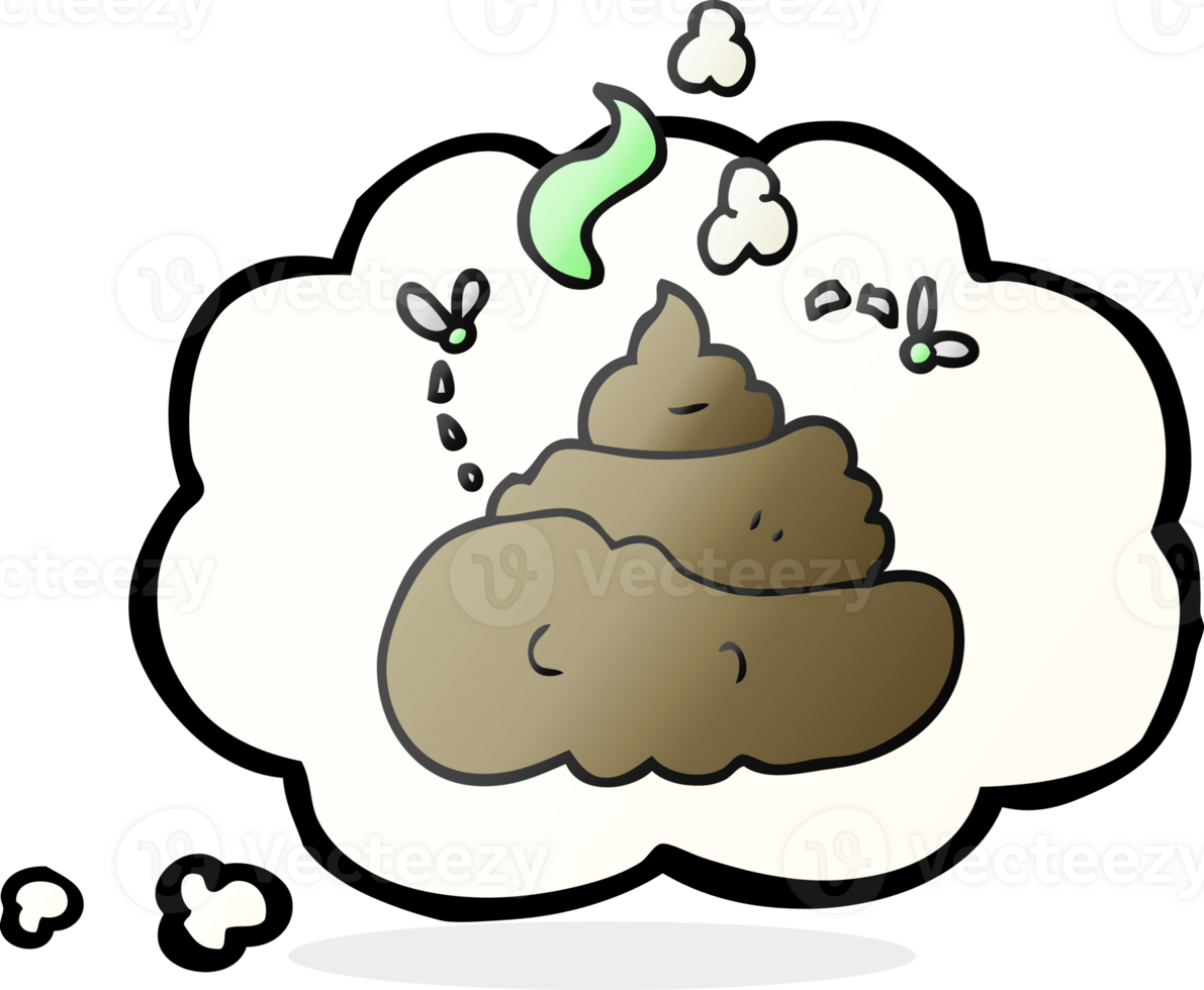 hand drawn thought bubble cartoon gross poop png
