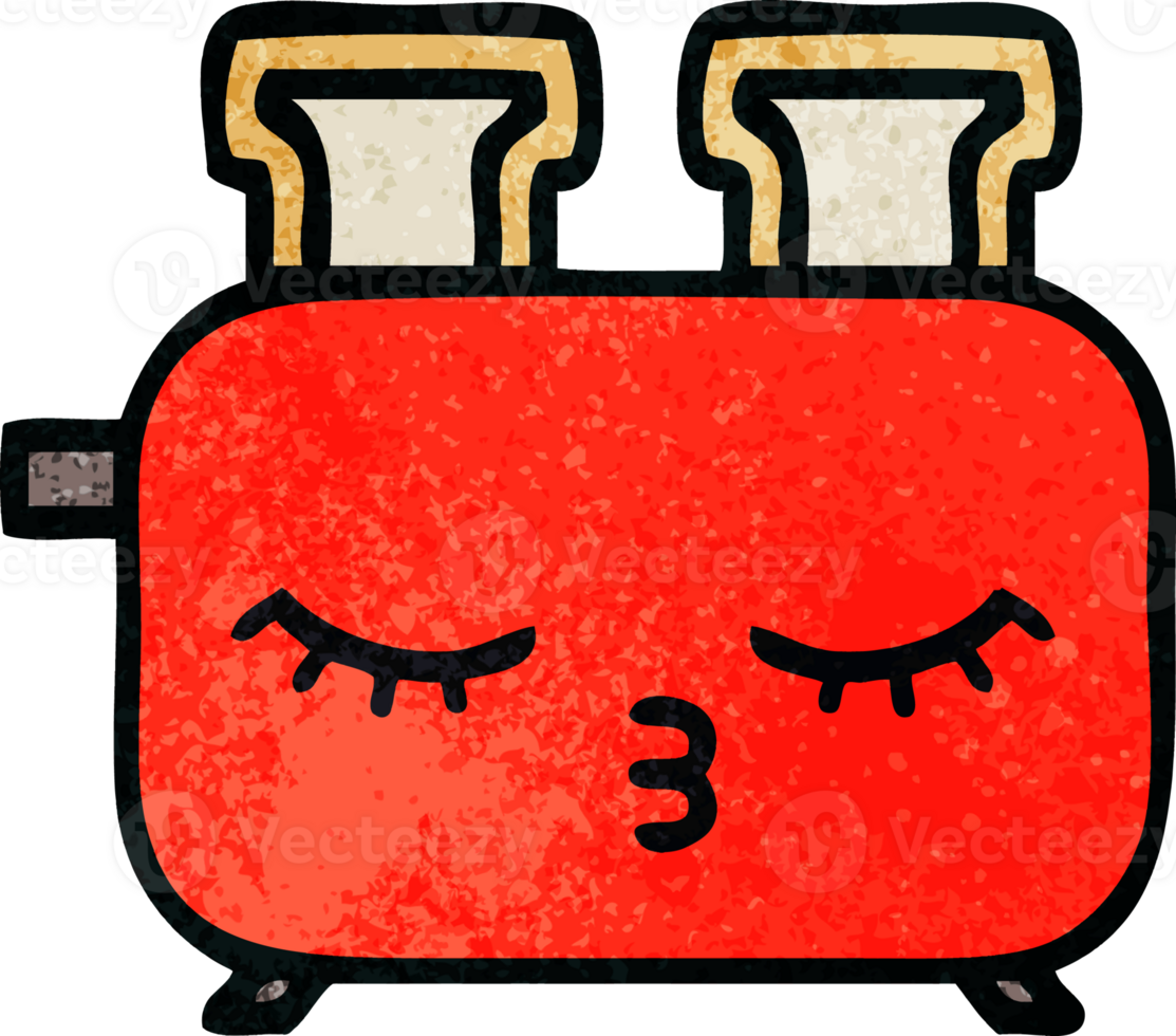 retro grunge texture cartoon of a of a toaster png