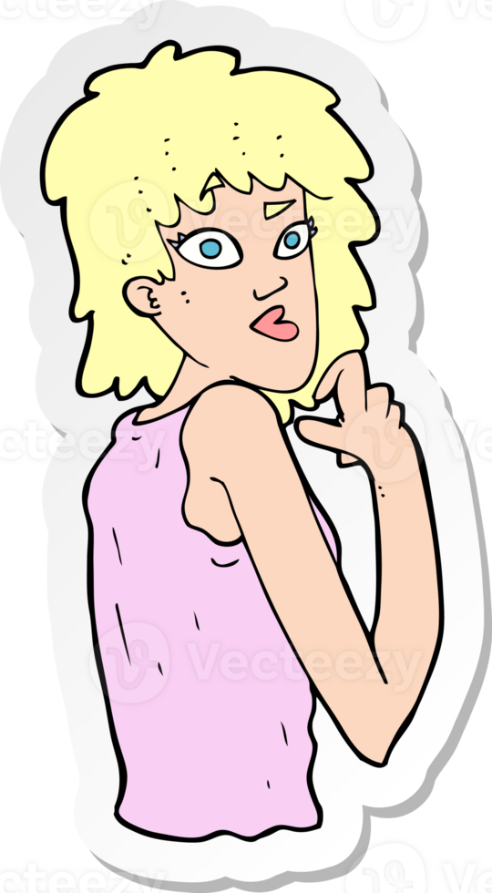 sticker van een cartoon verraste vrouw png