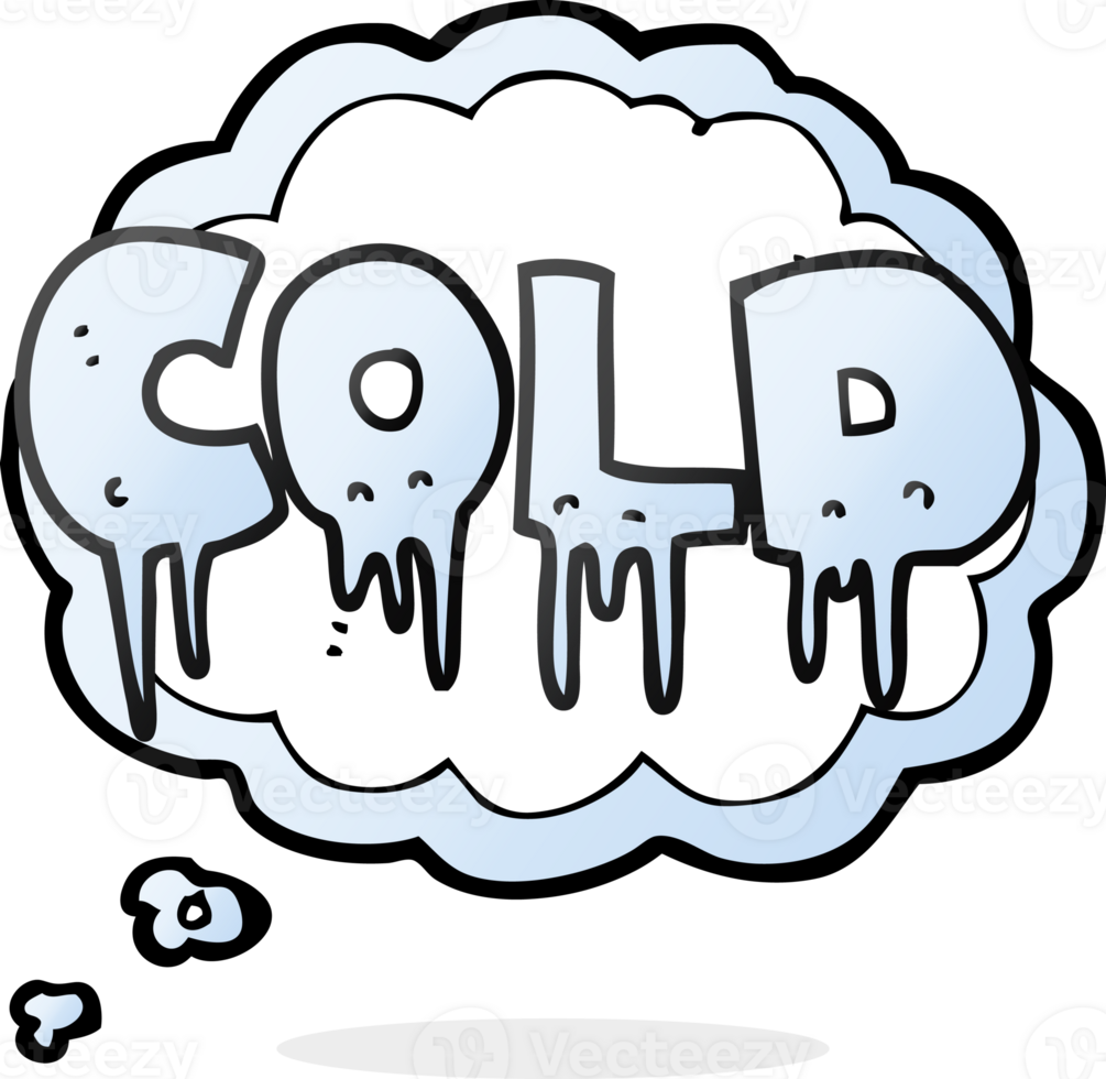 hand drawn thought bubble cartoon word cold png