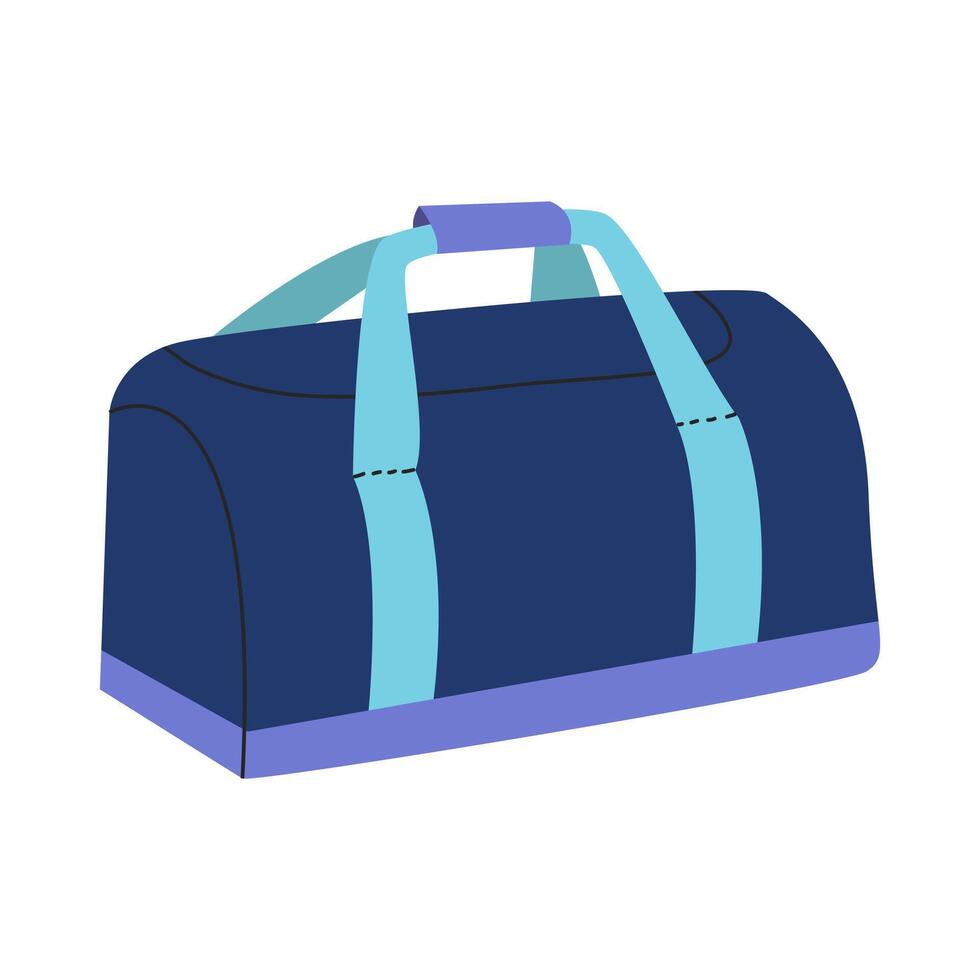 Blue bag in flat style. Travel bag for traveling. Luggage. White isolated background. illustration. vector