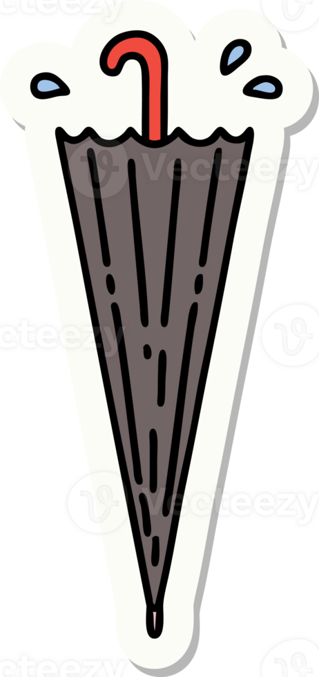 sticker of tattoo in traditional style of a closed umbrella png