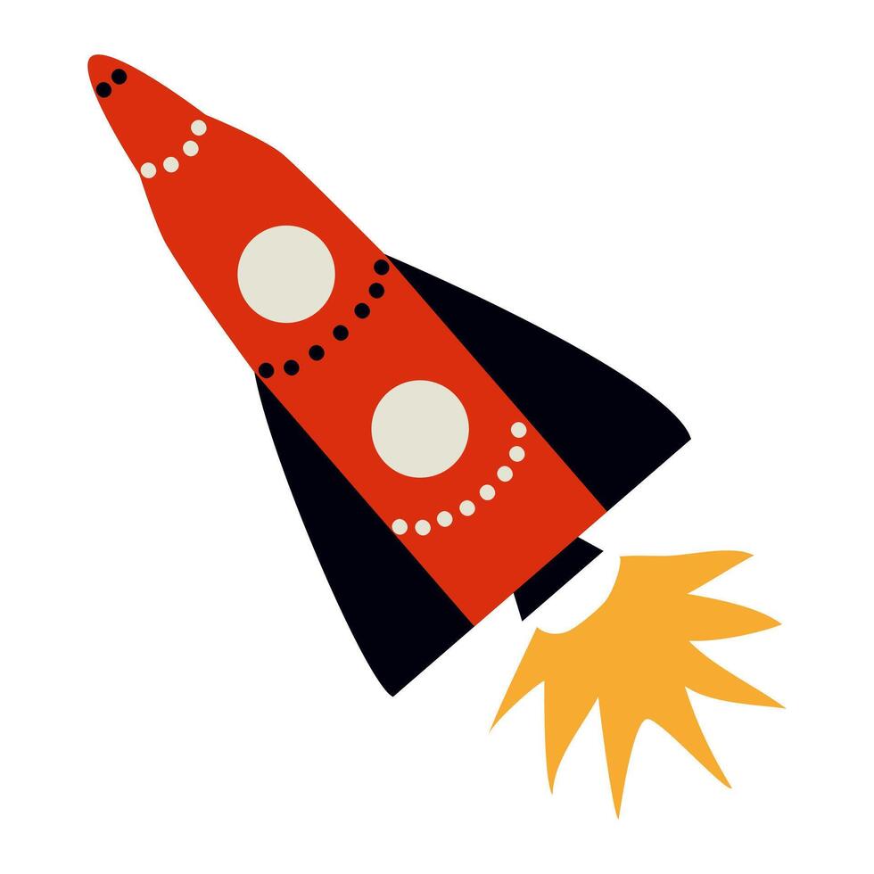 space rocket. Red rocket. Isolated object on white background. vector
