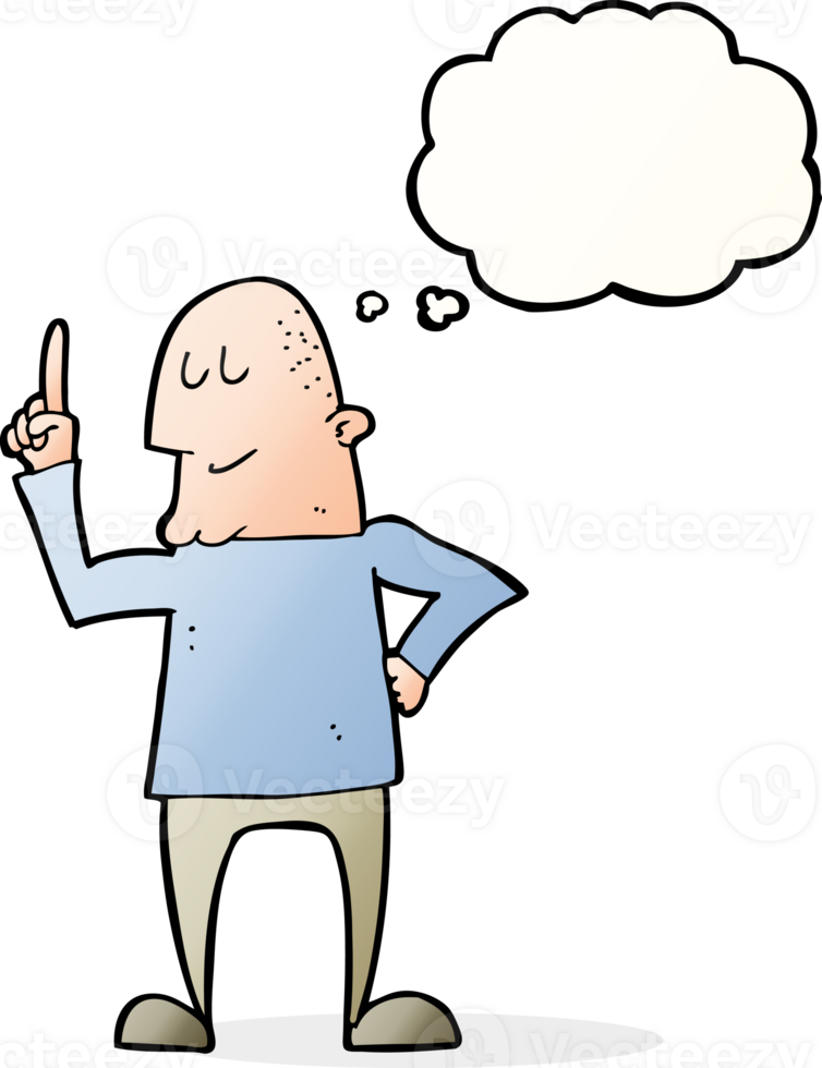 cartoon man pointing finger with thought bubble png