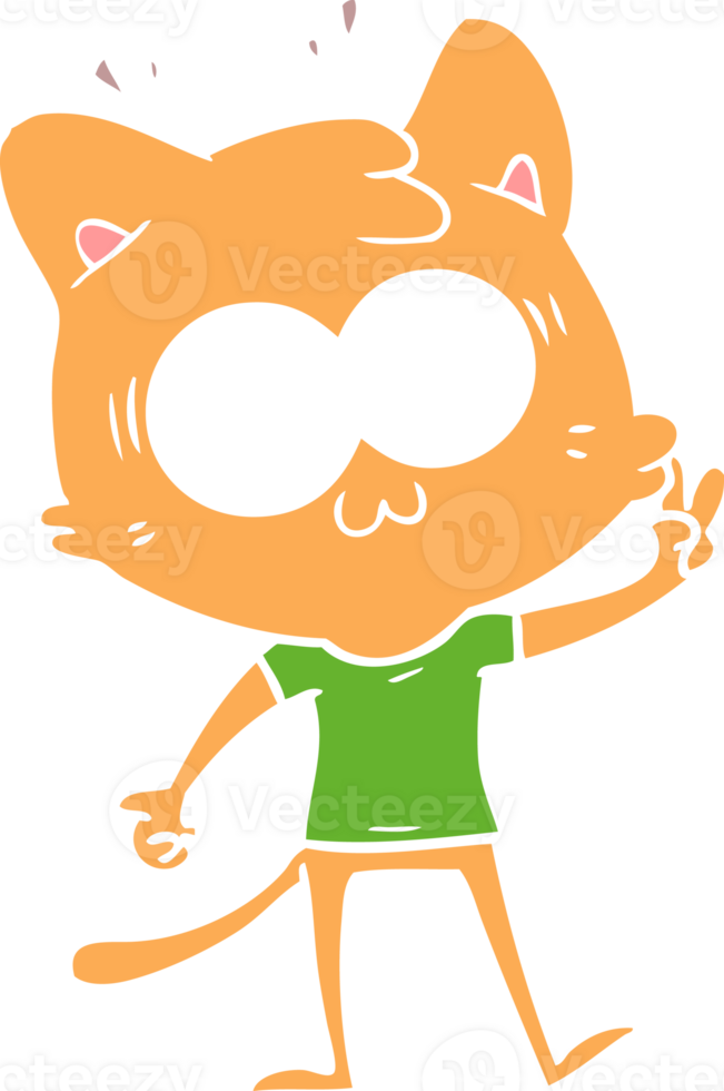 flat color style cartoon surprised cat png