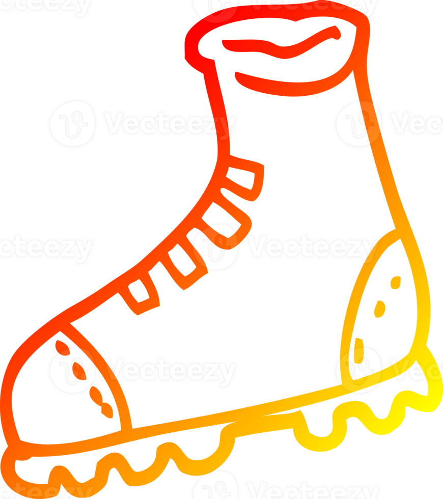 warm gradient line drawing of a cartoon walking boot png