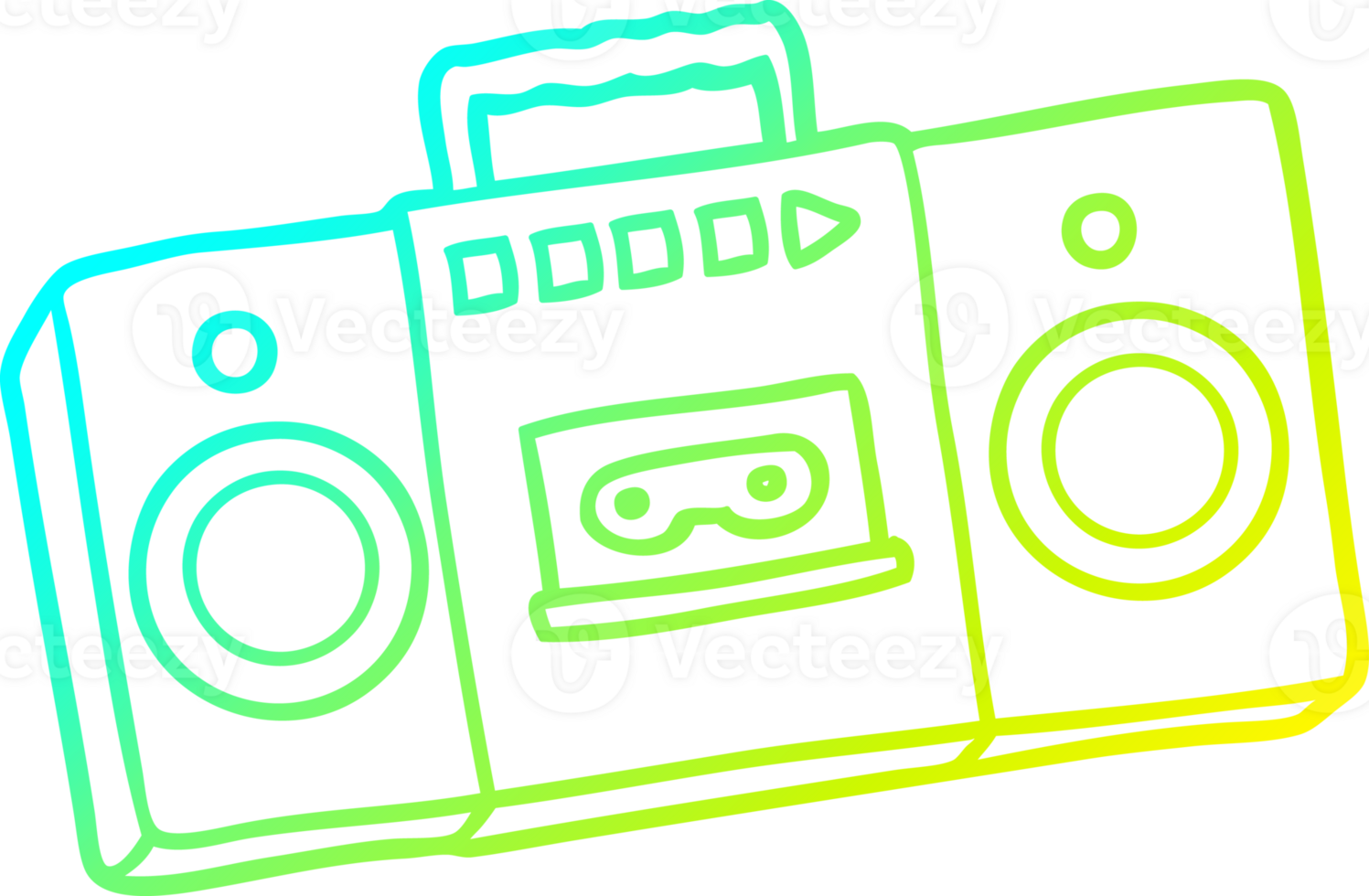 cold gradient line drawing of a cartoon retro cassette tape player png