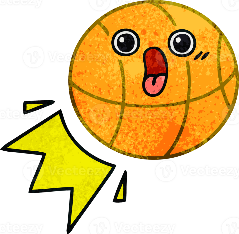 retro grunge texture cartoon of a basketball png