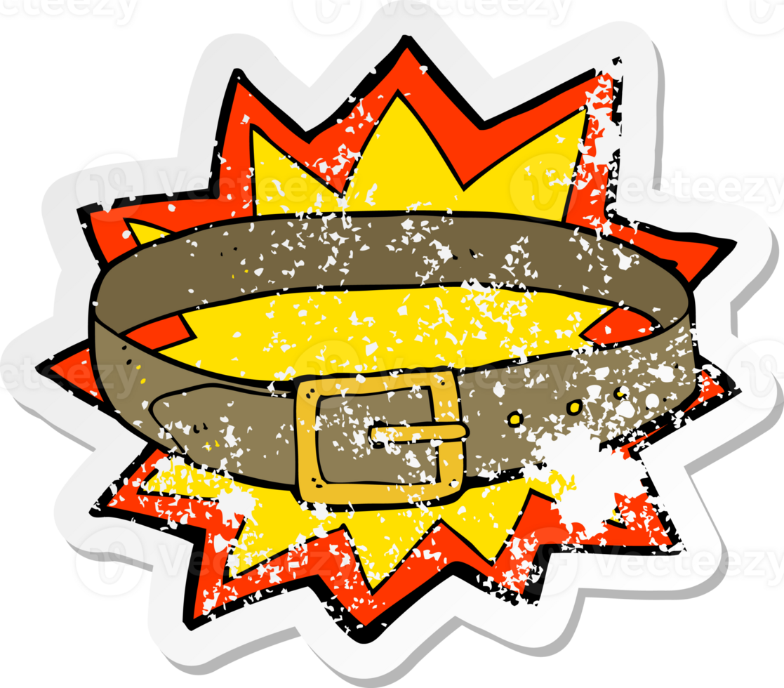 retro distressed sticker of a cartoon awesome new belt png