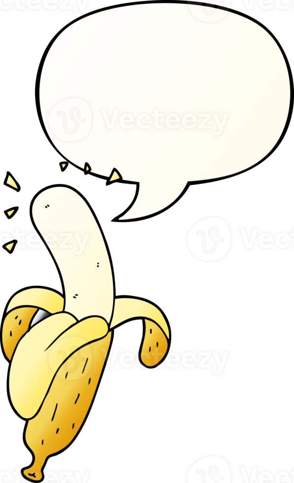 cartoon banana with speech bubble in smooth gradient style png