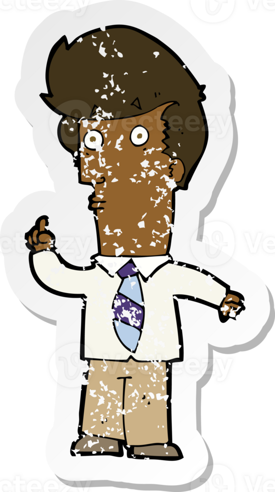 retro distressed sticker of a cartoon man with question png