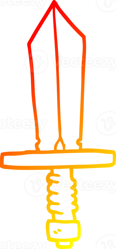 warm gradient line drawing of a cartoon dagger png