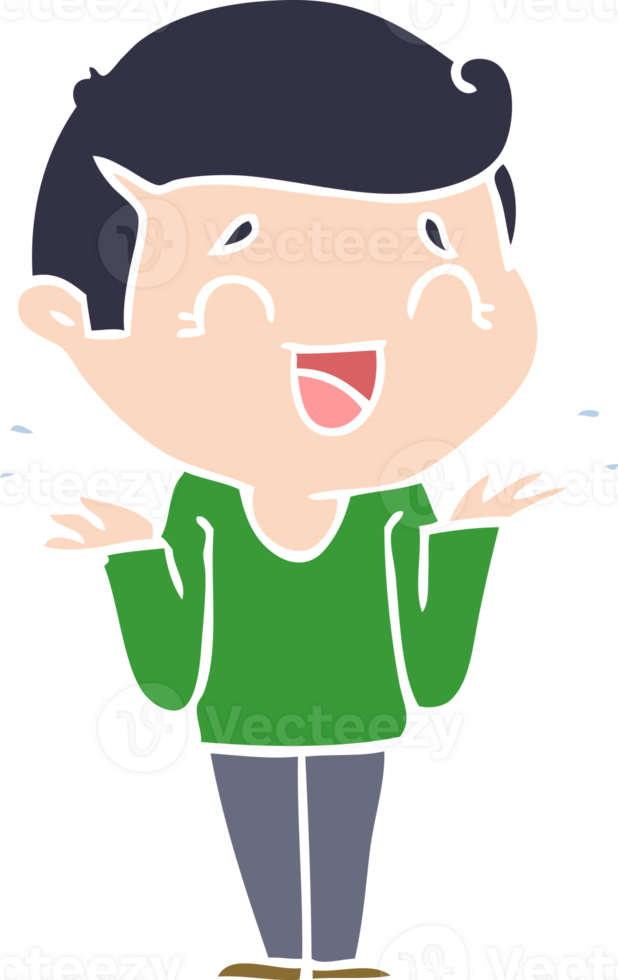 flat color style cartoon laughing confused man png