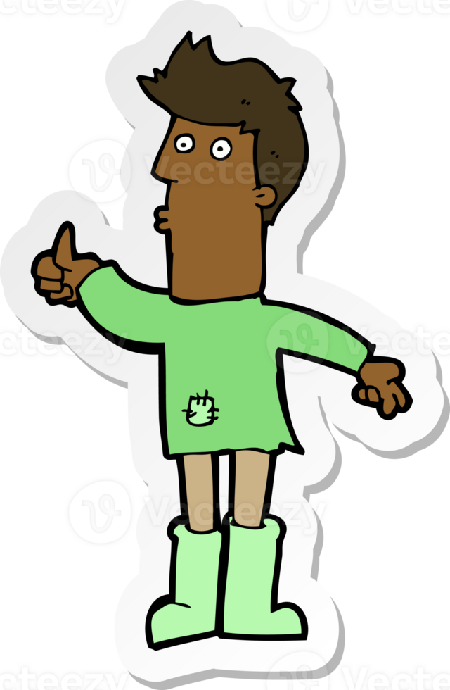 sticker of a cartoon poor man png