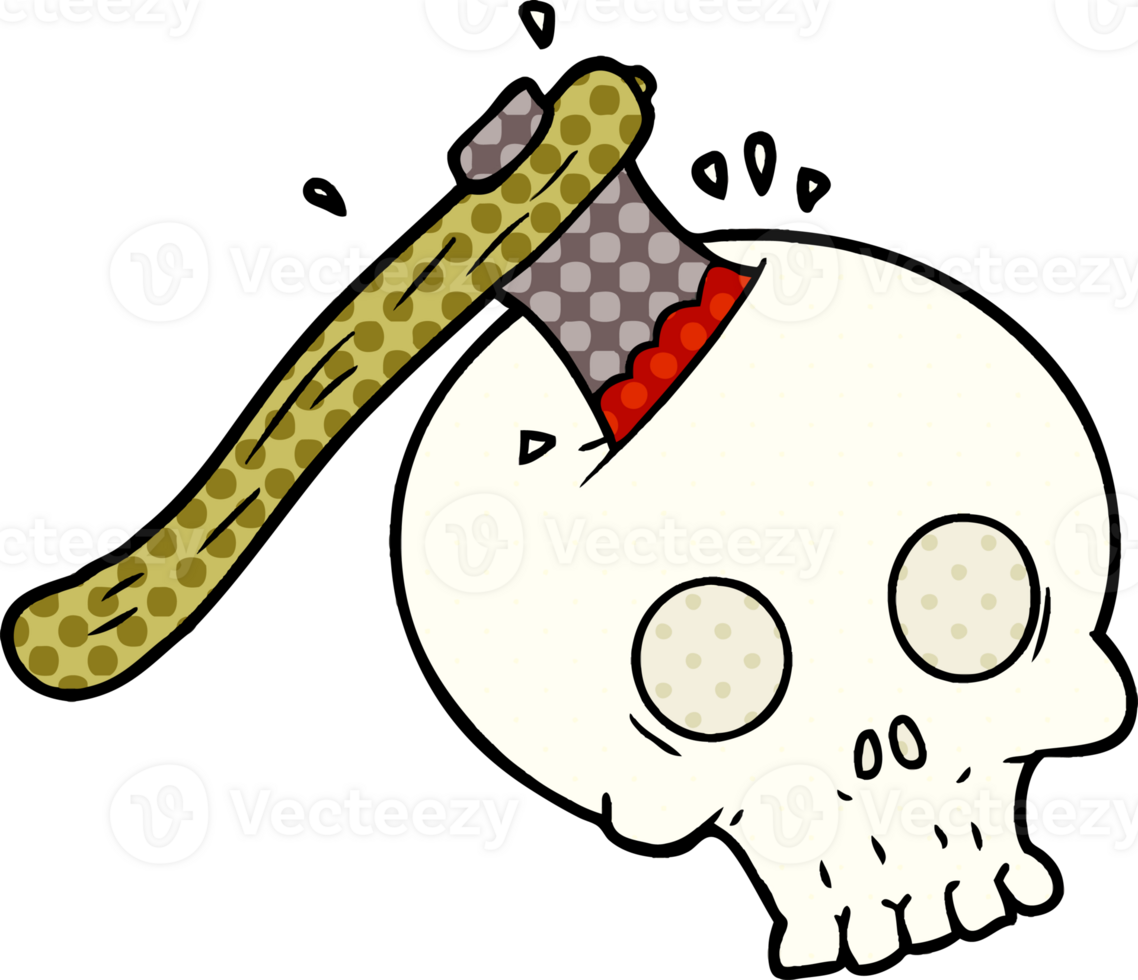 cartoon axe in skull png