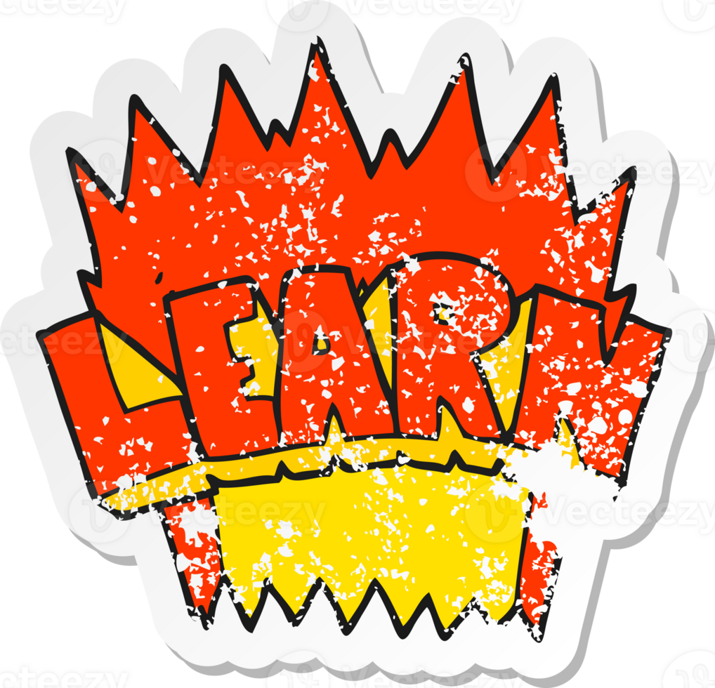 retro distressed sticker of a cartoon learn symbol png