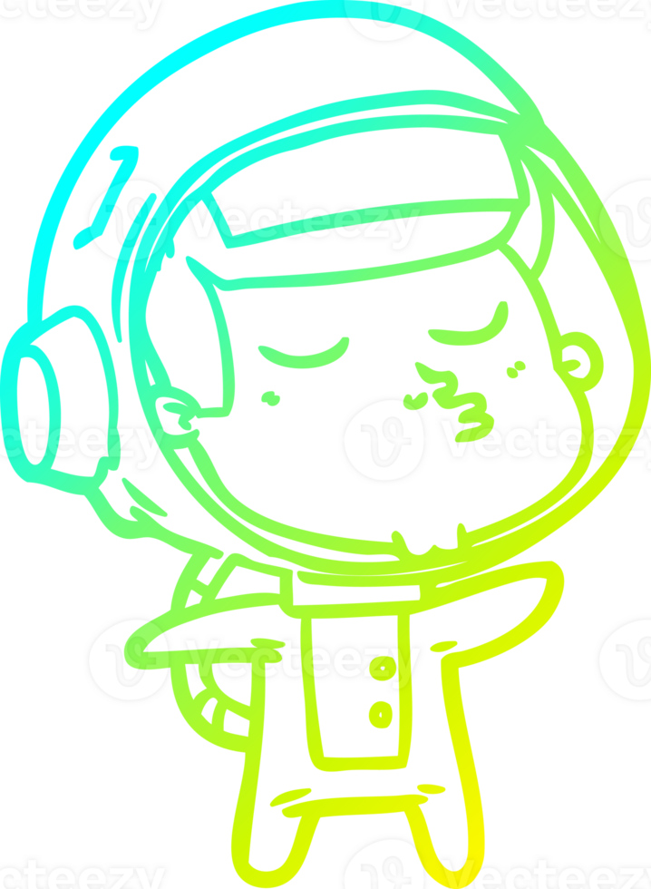 cold gradient line drawing of a cartoon confident astronaut png
