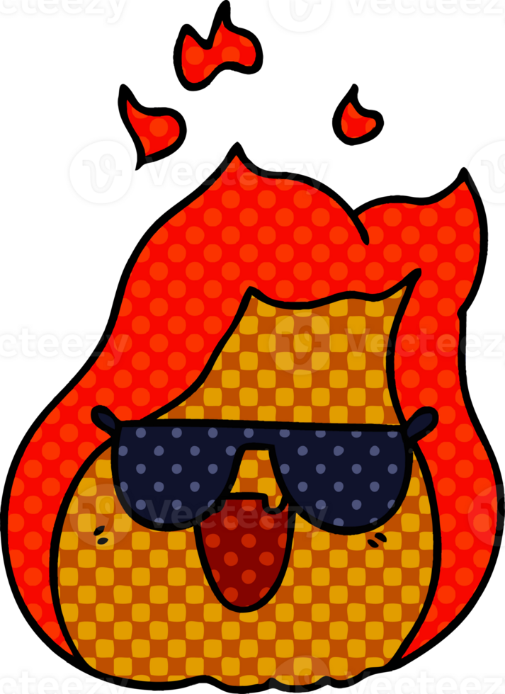 Hand drawn cartoon kawaii flames in shades png