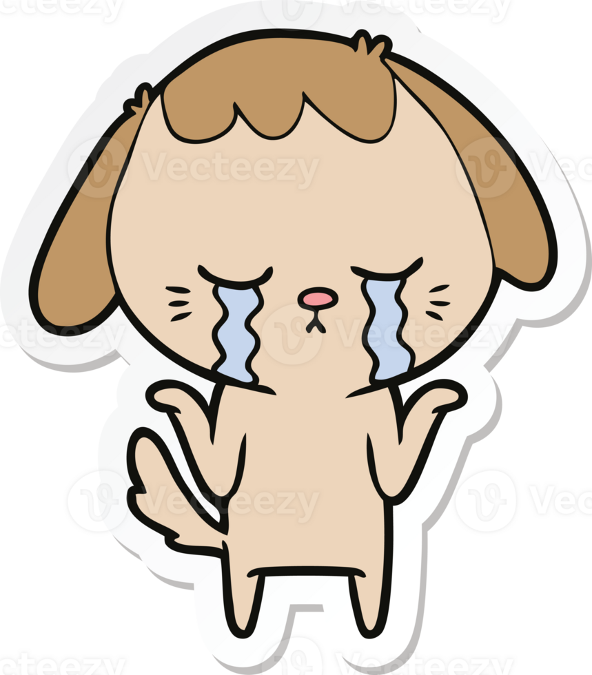 sticker of a cartoon crying dog png