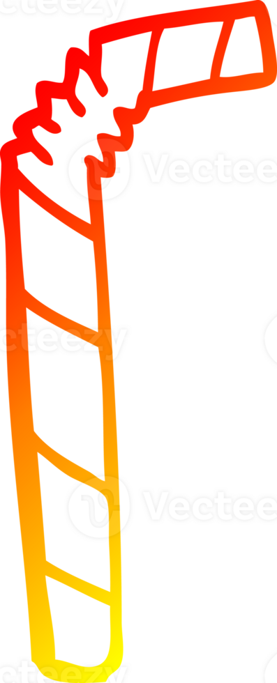 warm gradient line drawing of a cartoon striped straw png