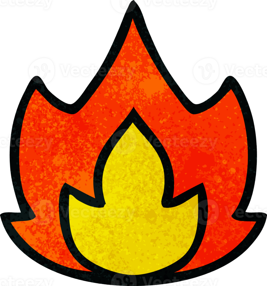 retro grunge texture cartoon of a fire png
