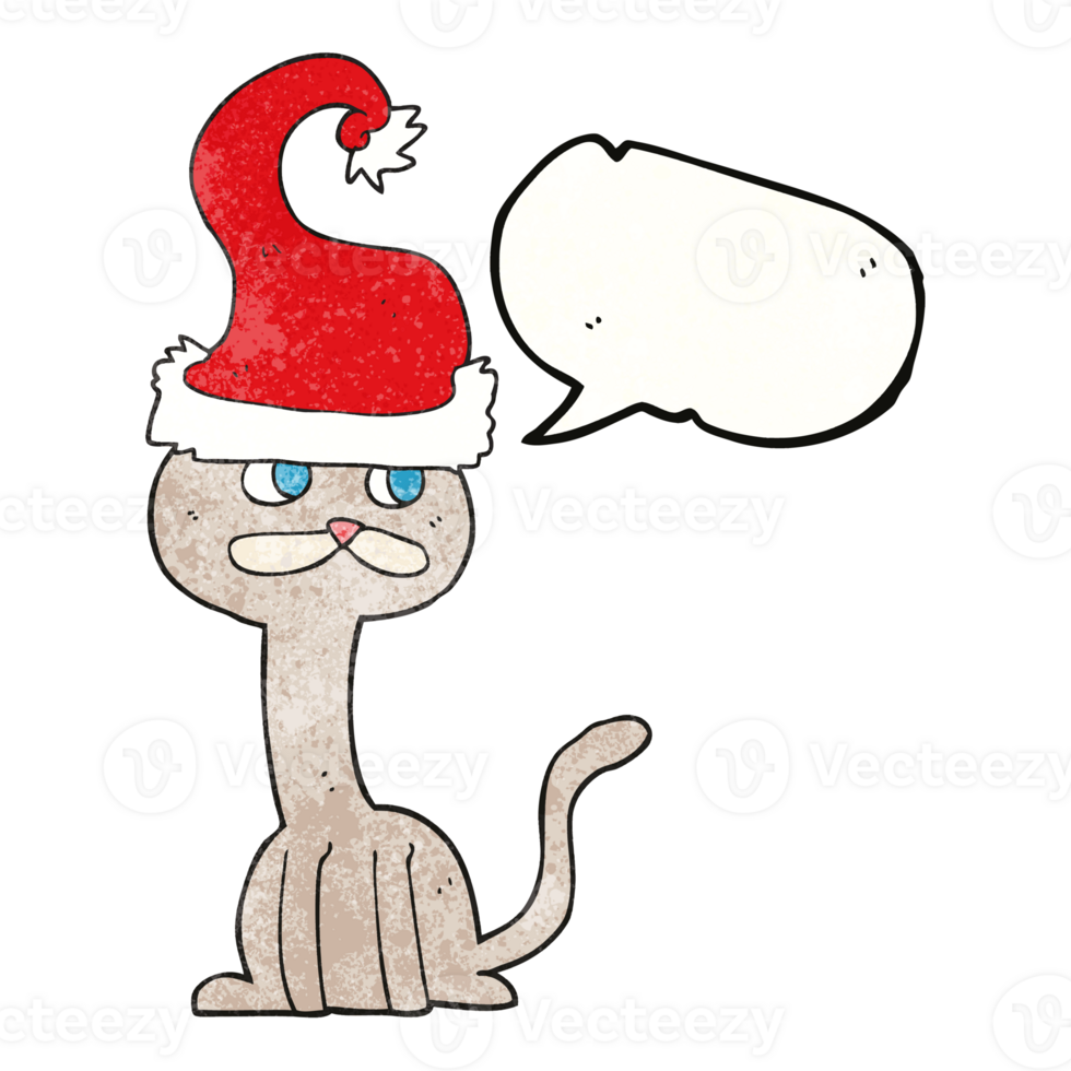 hand speech bubble textured cartoon cat wearing christmas hat png