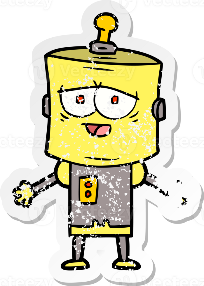 distressed sticker of a cartoon robot png