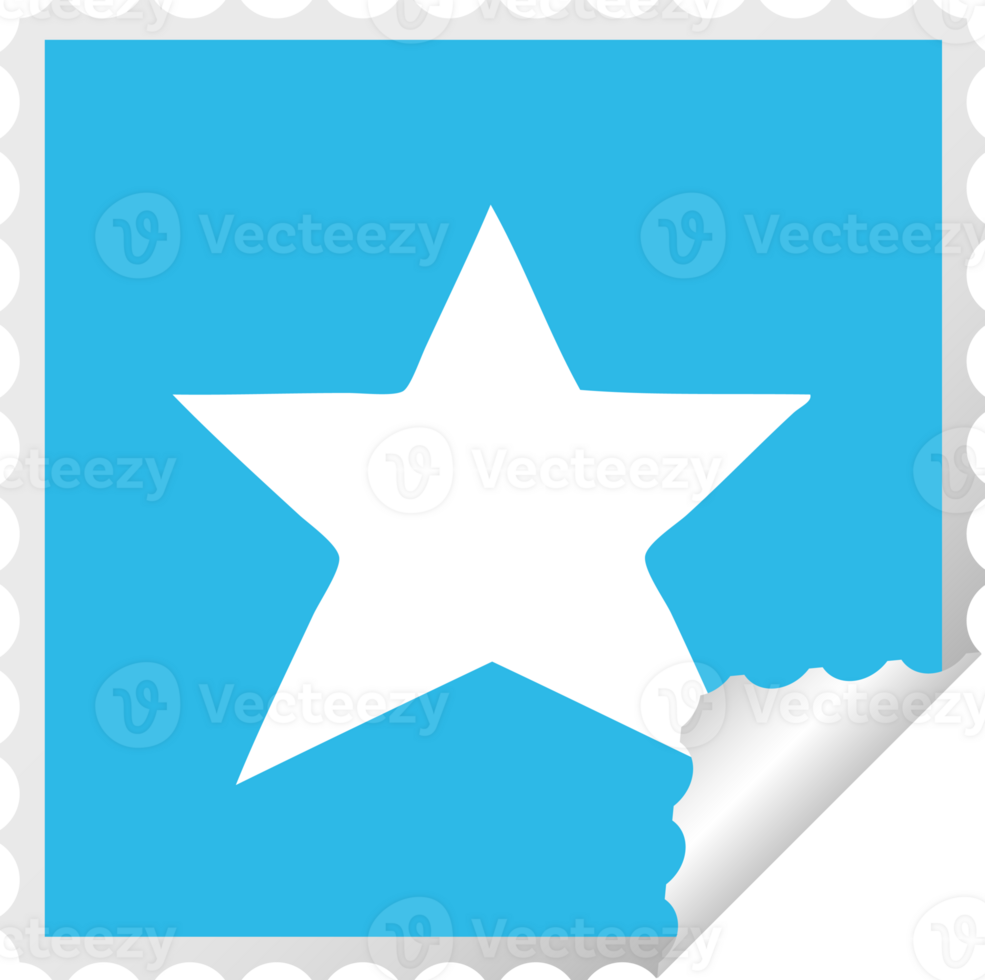 square peeling sticker cartoon of a gold star png