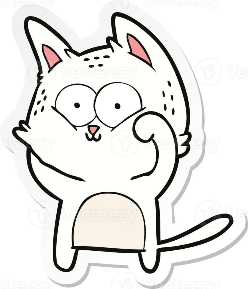 sticker of a cartoon cat being cute png