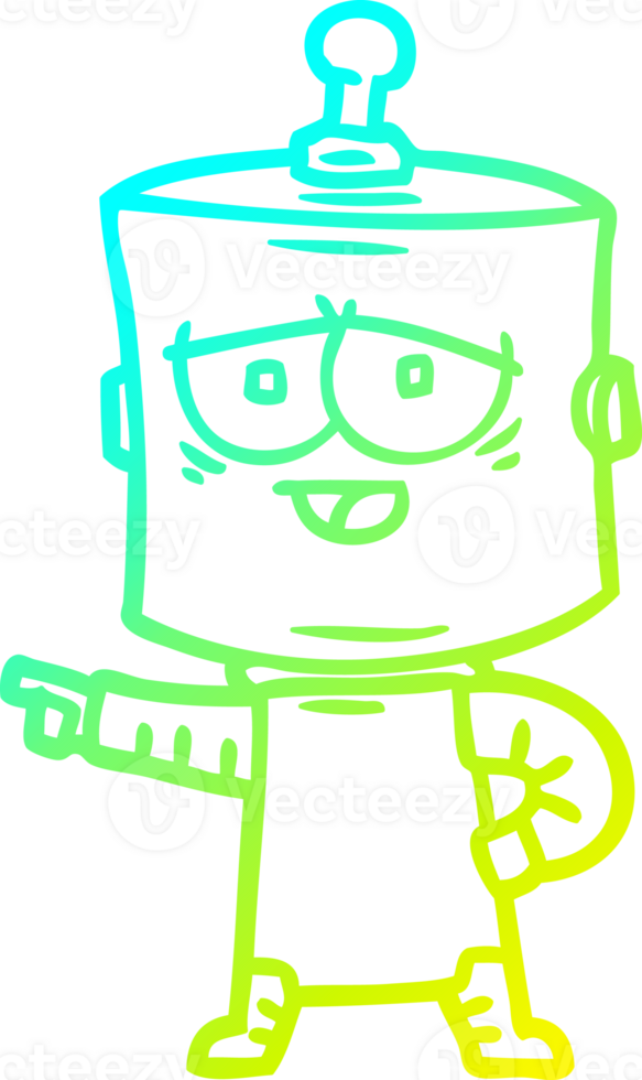 cold gradient line drawing of a cartoon robot png
