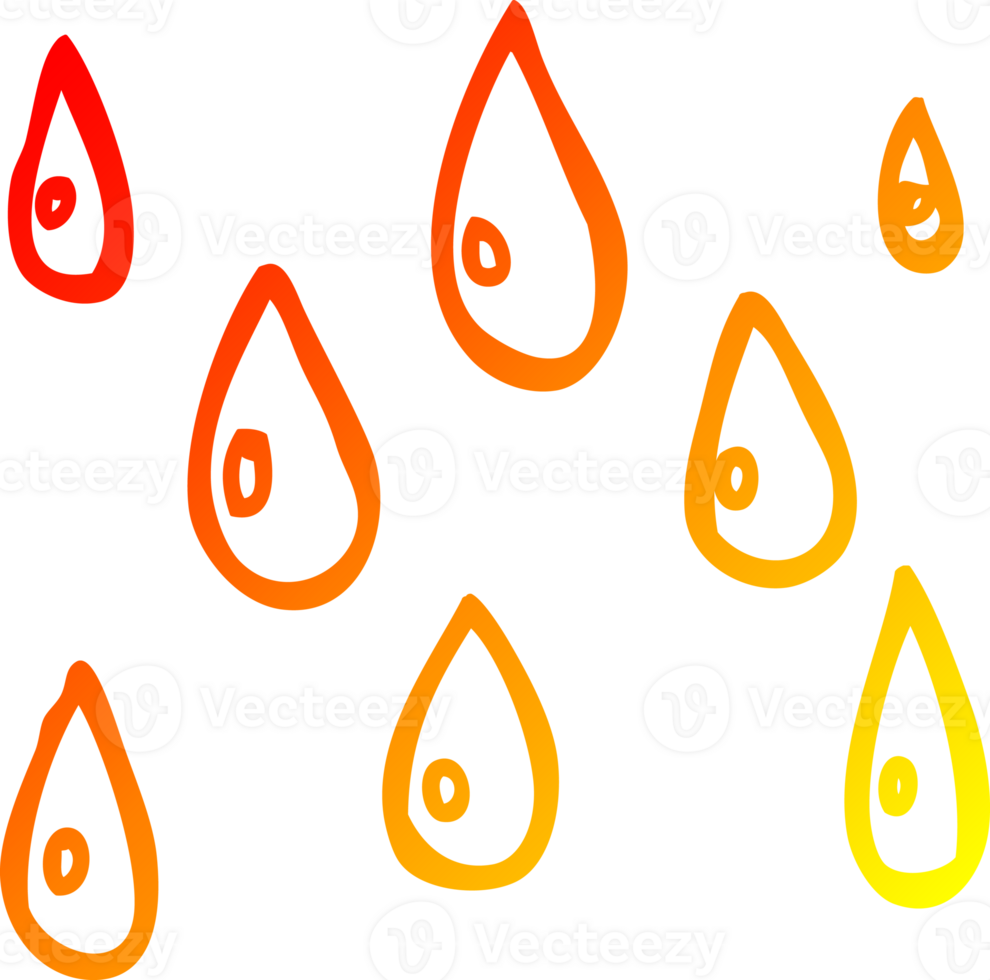 warm gradient line drawing of a cartoon raindrops png