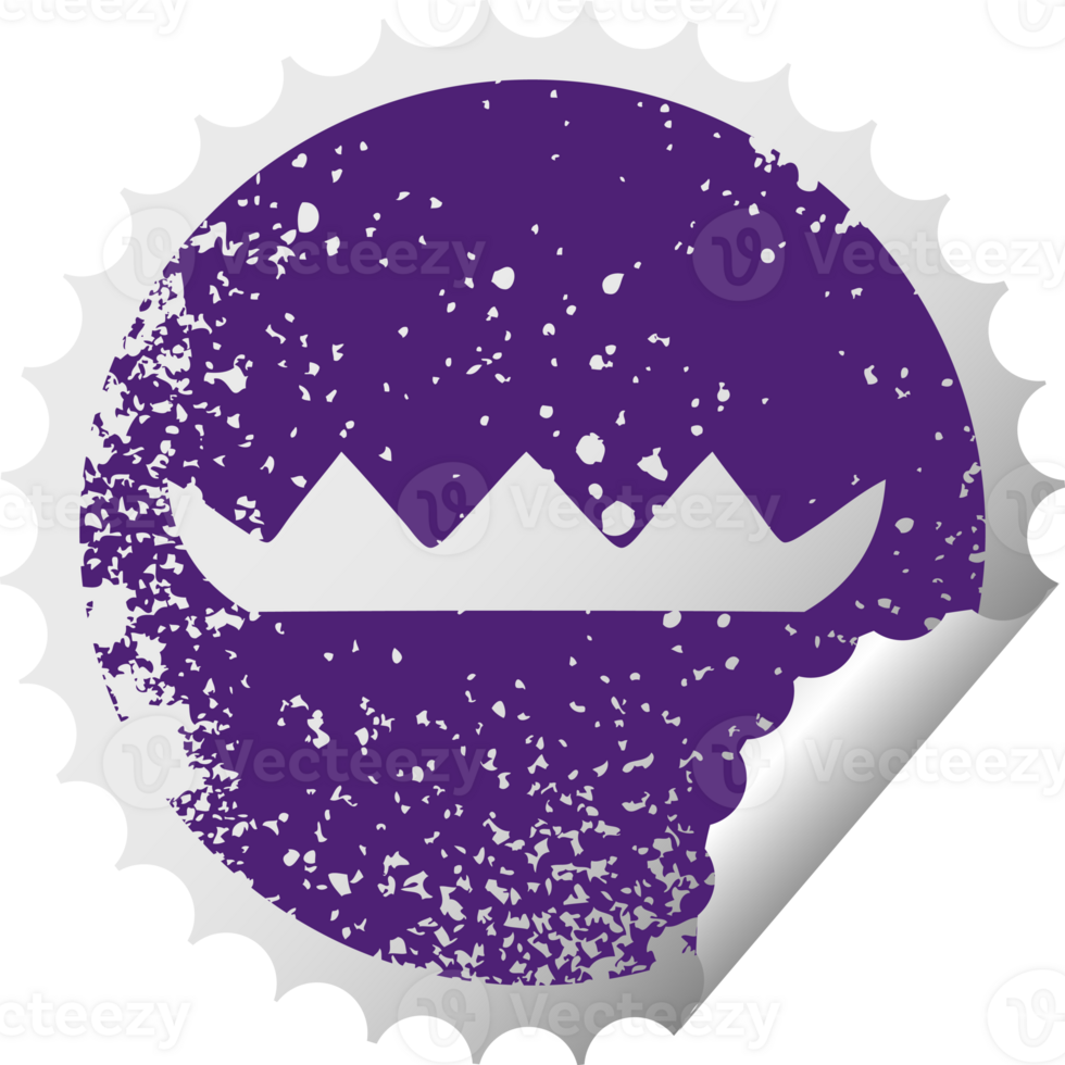 distressed circular peeling sticker symbol of a lilly pad png