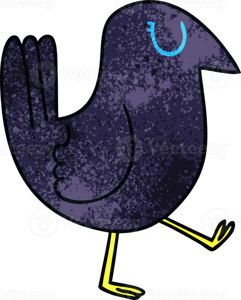 hand drawn quirky cartoon crow png