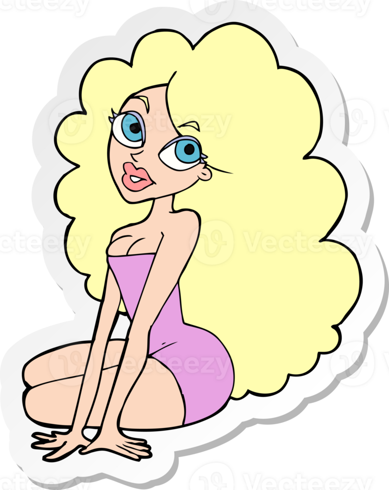 sticker of a cartoon pretty woman png