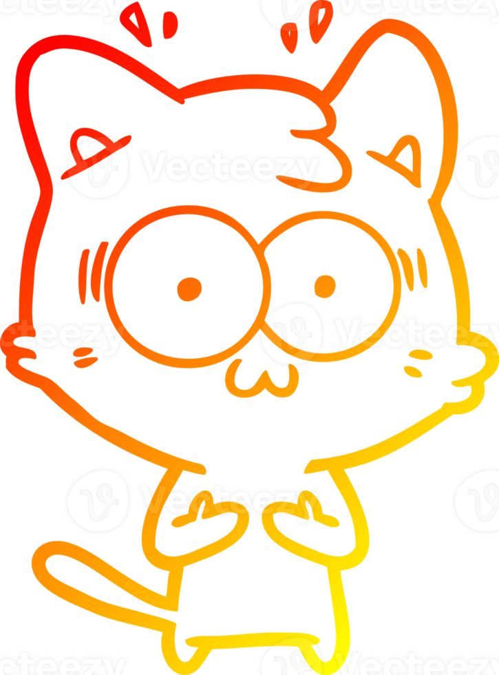 warm gradient line drawing of a cartoon surprised cat png