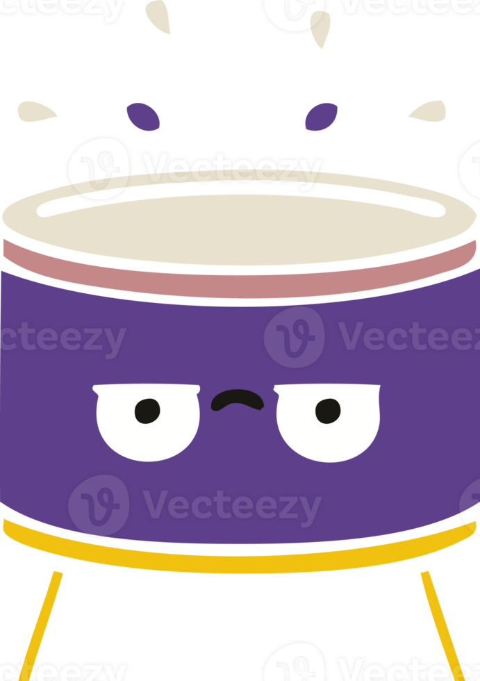 flat color retro cartoon of a drum png