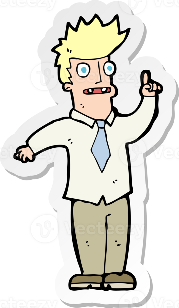 sticker of a cartoon man with idea png