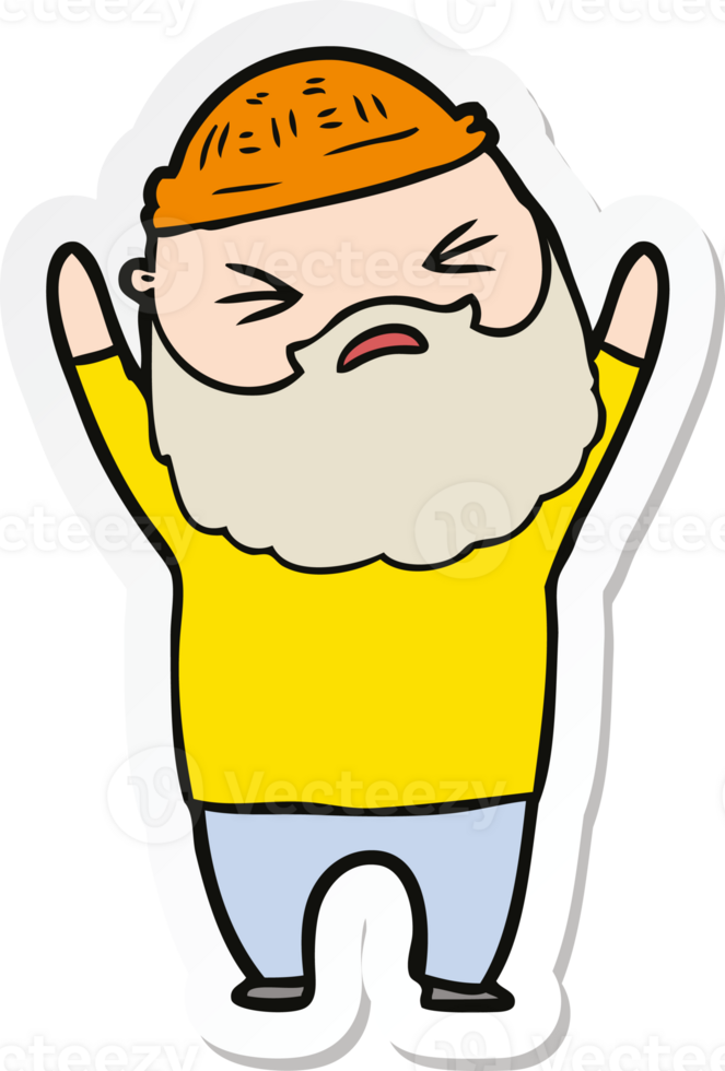 sticker of a cartoon man with beard png