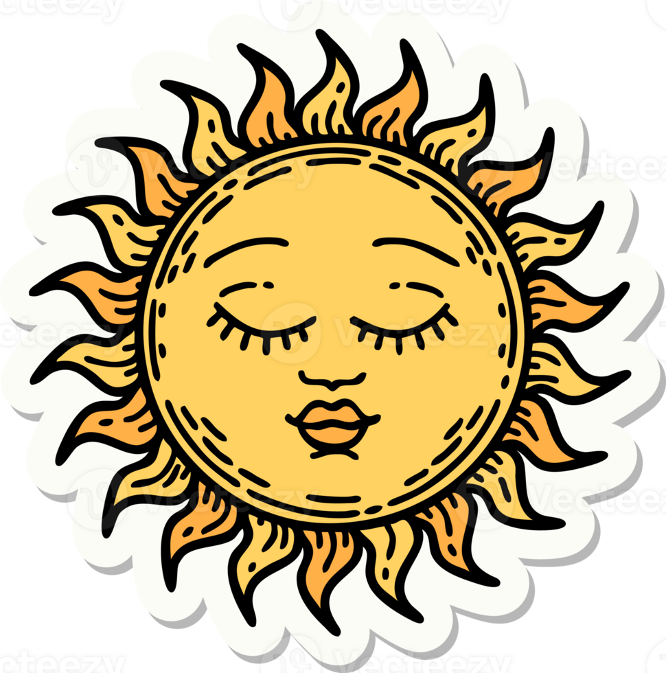 sticker of tattoo in traditional style of a sun png