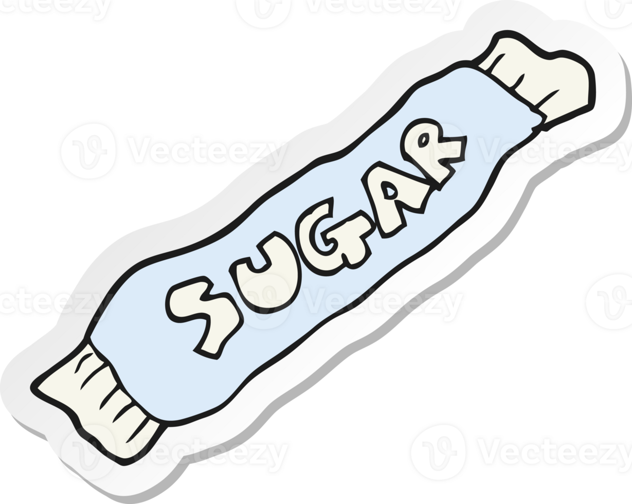 sticker of a cartoon packet of sugar png