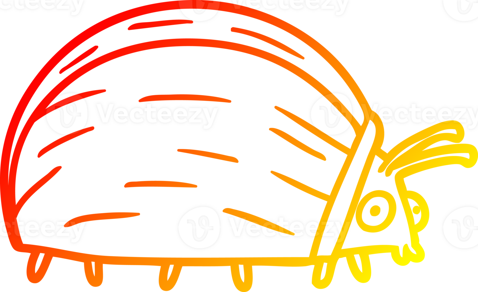 warm gradient line drawing of a huge cartoon bug png