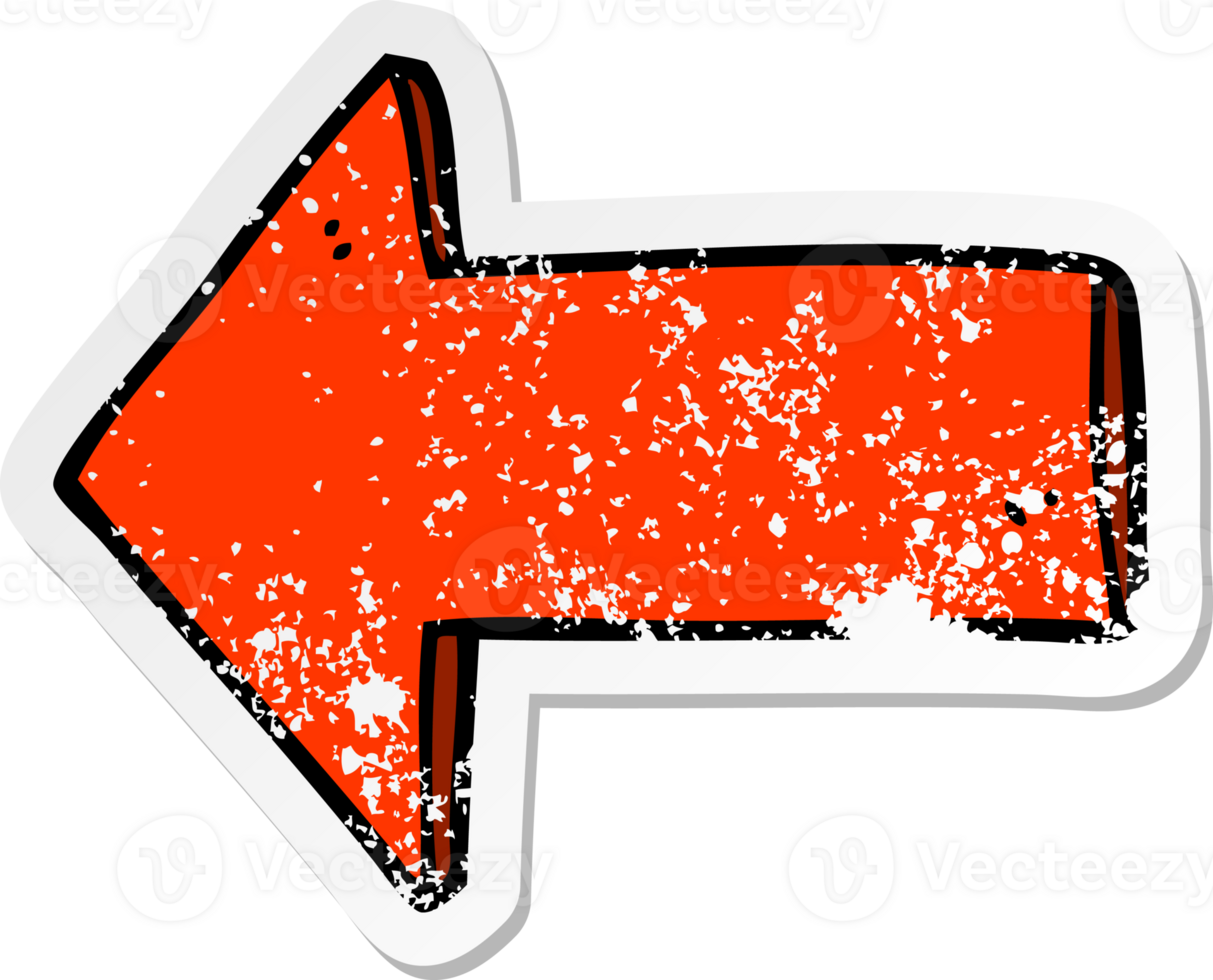 distressed sticker of a cartoon arrow png
