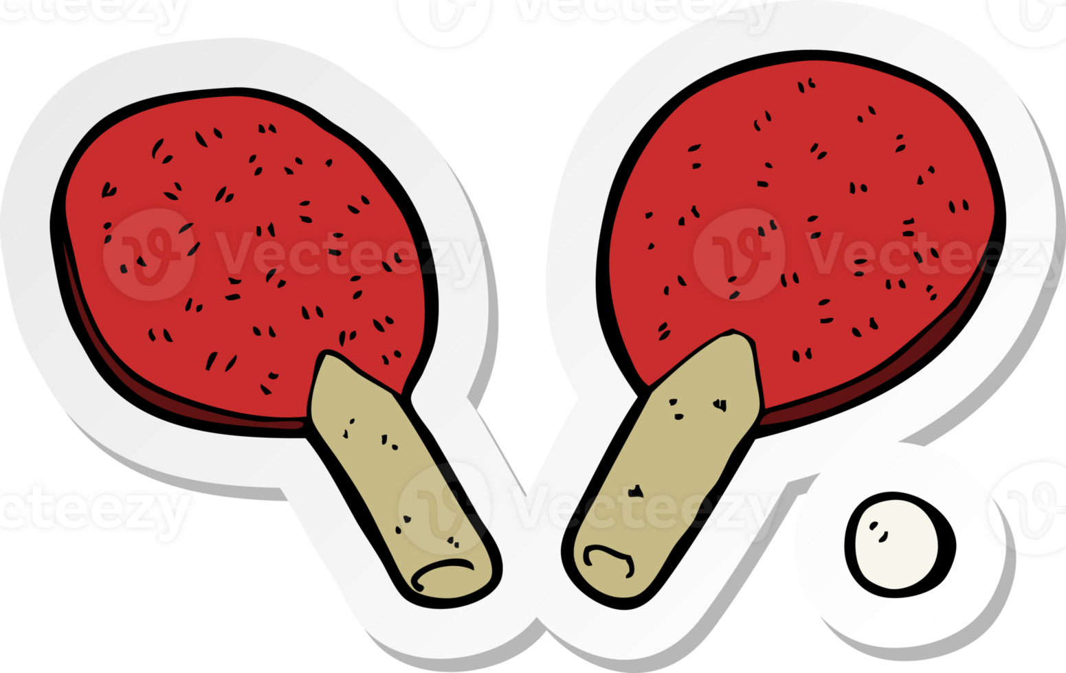 sticker of a cartoon table tennis bats png
