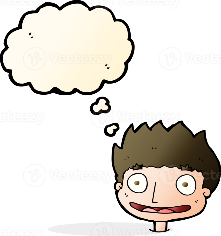 cartoon happy boy with thought bubble png