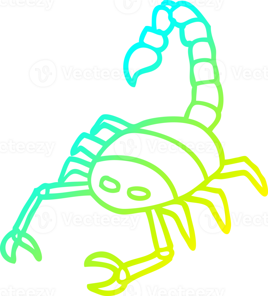 cold gradient line drawing of a cartoon scorpion png